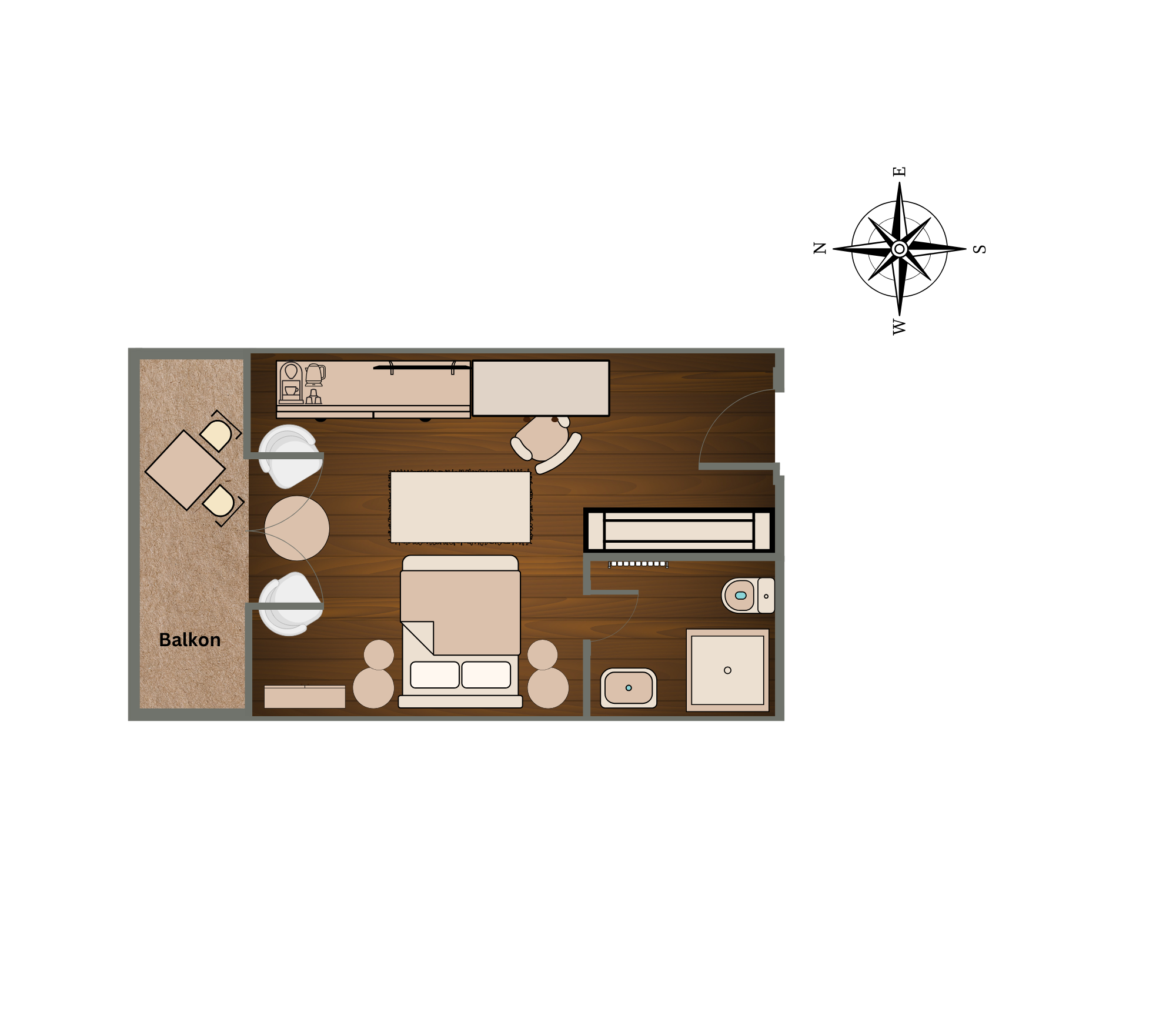 Grundriss Doppelzimmer T101 Komfortzimmer
